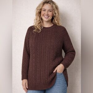 Natural Life chocolate brown oversized cable knit sweater size medium cotton